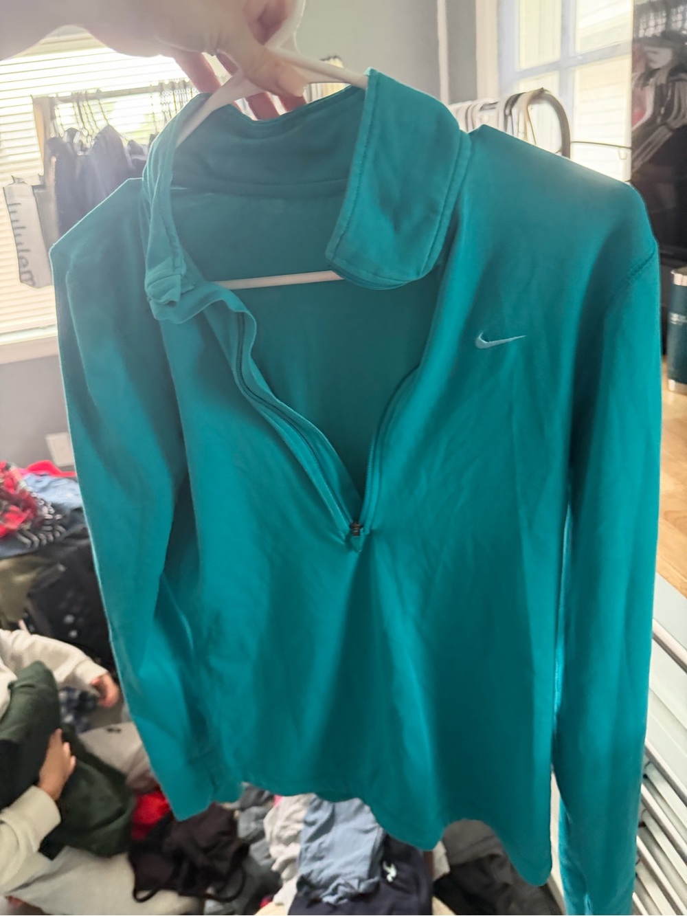 Nike Women's Teal Half-Zip Cowl Neck Pullover